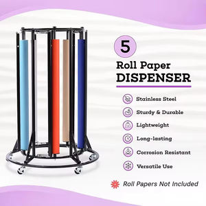 JH-Mech porte-rouleau de papier d'emballage 5 rouleaux grand robuste avec support réglable rouleau de papier en acier inoxydable - Product Image 2