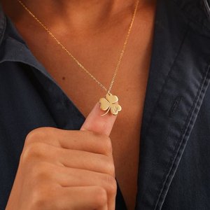 Thiết kế mới cá nhân Birthstone may mắn Clover Vòng cổ chữ ký <span class=keywords><strong>shamrock</strong></span> 4 lá trang sức PVD mạ thép không gỉ Vòng cổ - Product Image 5
