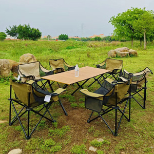 Chaise pliante d'extérieur Seee, kaki, respirante, avec porte-gobelet et poches latérales, portable pour le camping, le pique-nique, l'utilisation en jardin - Product Image 4