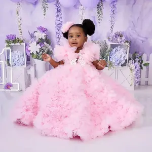 Vestidos de Lujo para Niñas, Vestidos de Encaje con Volantes para Fiesta de Cumpleaños, Vestidos de Niña de las Flores para Bodas, Vestidos de Gala para Bebés, Vestidos para Sesiones de Fotos - Product Image 1