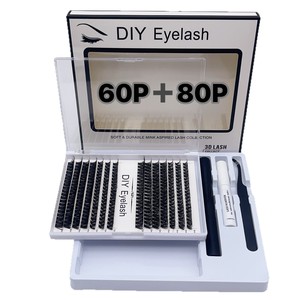 Extensions de <span class=keywords><strong>cils</strong></span> individuels DIY en grappe, pré-coupées, à coller et sceller, kit de <span class=keywords><strong>cils</strong></span> en grappe DIY, marque privée Cil Spike - Product Image 2