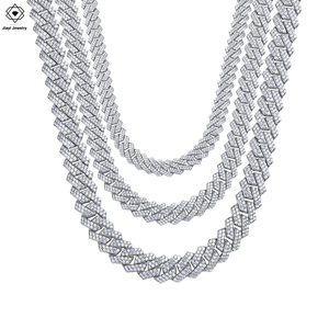 Rantai Tulang Selangka Mewah Ringan Model Cuban <span class=keywords><strong>Link</strong></span> Perak Sterling S925 dengan Moissanite Full Pavé 8mm 10mm 12mm 14mm 16mm 9.83 hingga 45.0 CTW - Product Image 1