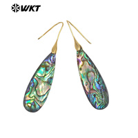 WT-MPE157 exquis naturel ormeau coquille dames boucles d'oreilles couleur or longue forme de goutte d'eau en gros femmes beaux bijoux