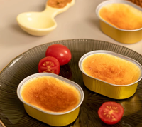 Moule à cheesecake et pudding jetable en aluminium de 2000 ml, compatible micro-ondes, qualité alimentaire, avec couvercle en plastique et base en pulpe – Vente en gros
