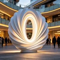 Sculpture lumineuse en spirale LED en fibre de verre de 2,5 m |   Art paysager extérieur imperméable pour hôtel, centre commercial, parc