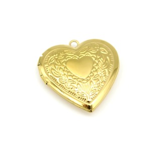 Colgante de caja de fotos en forma de corazón de acero inoxidable con patrón de rosas para hacer joyas, regalo unisex - Product Image 5