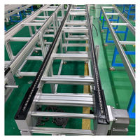 Plataforma de Trabajo Electrónica de Aluminio con Banda de Acero Inoxidable, Línea de Ensamblaje con Transportador de Cadena de Doble Velocidad