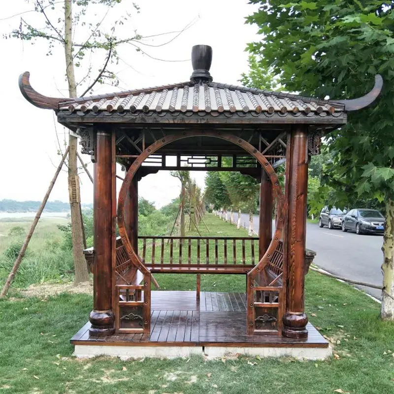 Moderna fabbrica cinese su misura antico giardino solido pagoda all'aperto padiglione gazebo in legno