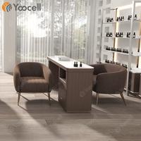 Yoocell meubles de salon de beauté de style moderne de luxe, table à ongles manucure salon de beauté, bureau à ongles en marbre