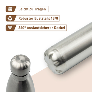 Set of 6 Stainless Steel <b>Vacuum</b> Insulated Water Bottle 500ml Double Wall Leak Proof Travel Thermos Flask Minimalist Design - Product Image 4
