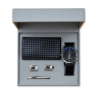 Ensemble formel classique pour homme, cravate en soie rayée, ceinture à boucle automatique, montre à quartz, coffret cadeau 3-en-1 pour homme d'affaires, pour mariage