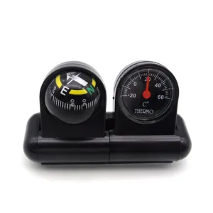 Xiamen Sunshine Marine 2-In-1 Car Vehicle Dashboard Compass Thermometer Guide Ball Interior Decoration Black