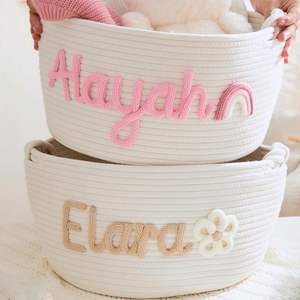Panier en corde de coton, Organisateur de rangement pour chambre d'enfant, Cadeau de naissance, Bac à jouets pour animaux de compagnie, Panier à linge personnalisé - Product Image 3