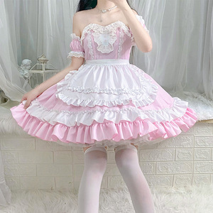 Yi Xiaoyi Vestido de Anime Lolita para Mujer, Disfraz de Cosplay Adulto Rosa y Blanco con Volantes, Hecho en Origen Transfronterizo - Product Image 2