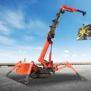 Mini örümcek vinç elektrikli fly jib 1 ton 1.2 5 8 10 ton 3t 5t 20m CE inşaat çiftlik paletli örümcek vinç adam sepeti ile