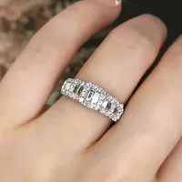 Bagues de fiançailles et de mariage en argent plaqué argent pour femmes CAOSHI, avec zircone cubique, bijoux de mode, anneaux éternels