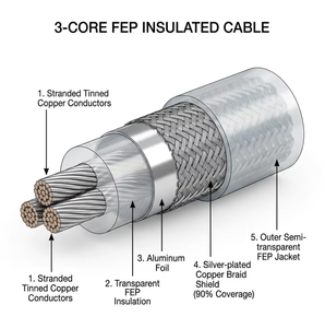 Cable de Instrumentación Aislado PrimePro FEP, 3 Núcleos, 24 AWG, Alta Temperatura 200C, Resistente a Químicos, Cable de Señal Blindado - Product Image 2