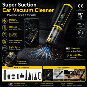 Aspiradora Inalámbrica Portátil para Hogar y Auto, 17000pa, Motor sin Escobillas, Multifuncional, Mini Aspiradora de Mano Inalámbrica para Auto - Product Image 1