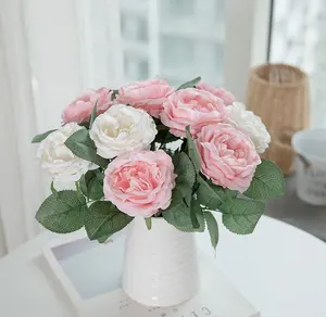 結婚式の装飾のための高品質の造花安いバルクシングルフェイク牡丹の花の茎ミニバラの花