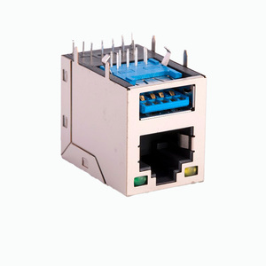 <span class=keywords><strong>USB</strong></span> <span class=keywords><strong>3.0</strong></span> RJ45 nữ jack combo che chắn kép boong 2x1 Ethernet kết nối bảng mạch in - Product Image 2