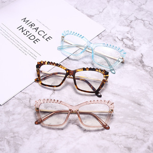Cat Eye <b>Eyeglasses</b> <b>Frames</b> Full Rim TR90 Anti Blue Light Women's 5023 Retro Clear Crystal Glasses - Product Image 3