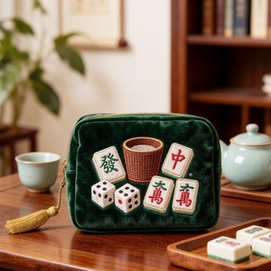 Pochette de voyage en velours à motifs peints à la main pour Mahjong, Dominos, Rummy, jeux de cartes et de société, cadeau pour club et fête - Product Image 6