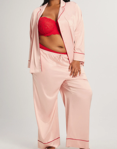 Pigiama Lungo in Raso Effetto Seta per <span class=keywords><strong>Donna</strong></span>, Taglie Americane Personalizzate, Set Pigiama Plus Size, Abbigliamento da Notte di Lusso - Product Image 1