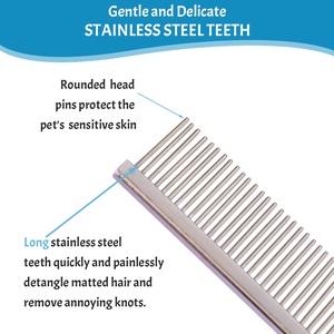 Sisir Penghilang Bulu Hewan Peliharaan Gagang Panjang dari Baja Anti Karat, Sikat Perawatan Hewan Peliharaan untuk Anjing dan Kucing - Product Image 3