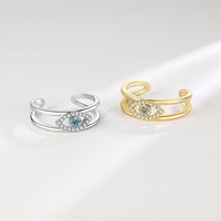 Bague en Cuivre et Zircon Œil Turc pour Femme, Bague Ouverte Œil Turc Turquoise, Bijoux en Gros