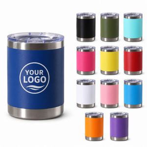 Gobelet isotherme en acier inoxydable de 10 oz avec logo personnalisé, mini-tasse à vin ou whisky isolée sous vide de 10 oz avec couvercle, vente en gros - Product Image 1