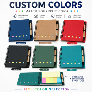 Supply Bulk Wholesale Eco Notebook Set Custom Printed Spiral Memo Pad with Pen Sticky Notes Recycled Paper Stationery Gift - Product Image 4