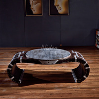 Table basse Nidea en forme de montre, style industriel, en aluminium riveté, durable, fabriquée à la main, pour bar à cigares et café