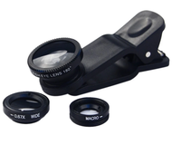 Kit d'objectifs 3-en-1 grand angle, macro et fisheye étanche avec clip 0.67x pour iPhone et téléphones mobiles Samsung