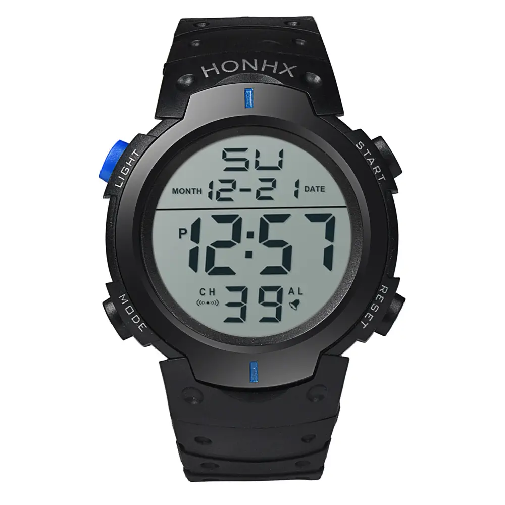 HONHX 9001 Men Digital Watch LED Display Waterproof Male Wristwatches Chronograph Calendar Alarm Sport Watches Relogio Masculino