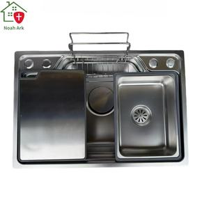 Grifo de Cocina Inteligente Nano Negro Moderno con Cascada, Pantalla LED Digital, Fregadero de Acero Inoxidable SUS304 de un Solo Tazón - Product Image 1