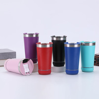 Tumbler Stainless Steel 16 oz dengan Speaker Bluetooth Pintar, Pemutar Musik, Pembuka Botol, Termos, Mug Kopi untuk Berkemah