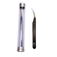 Pince à cils noire personnalisée avec embout en fibre pour extensions de cils, fabriquée au Pakistan, ensemble de pinces à cils