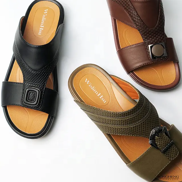 slippers for men Professional Hot Sale pvc pu rubber leather Slipper arabic men slippers and sandals shoes slide