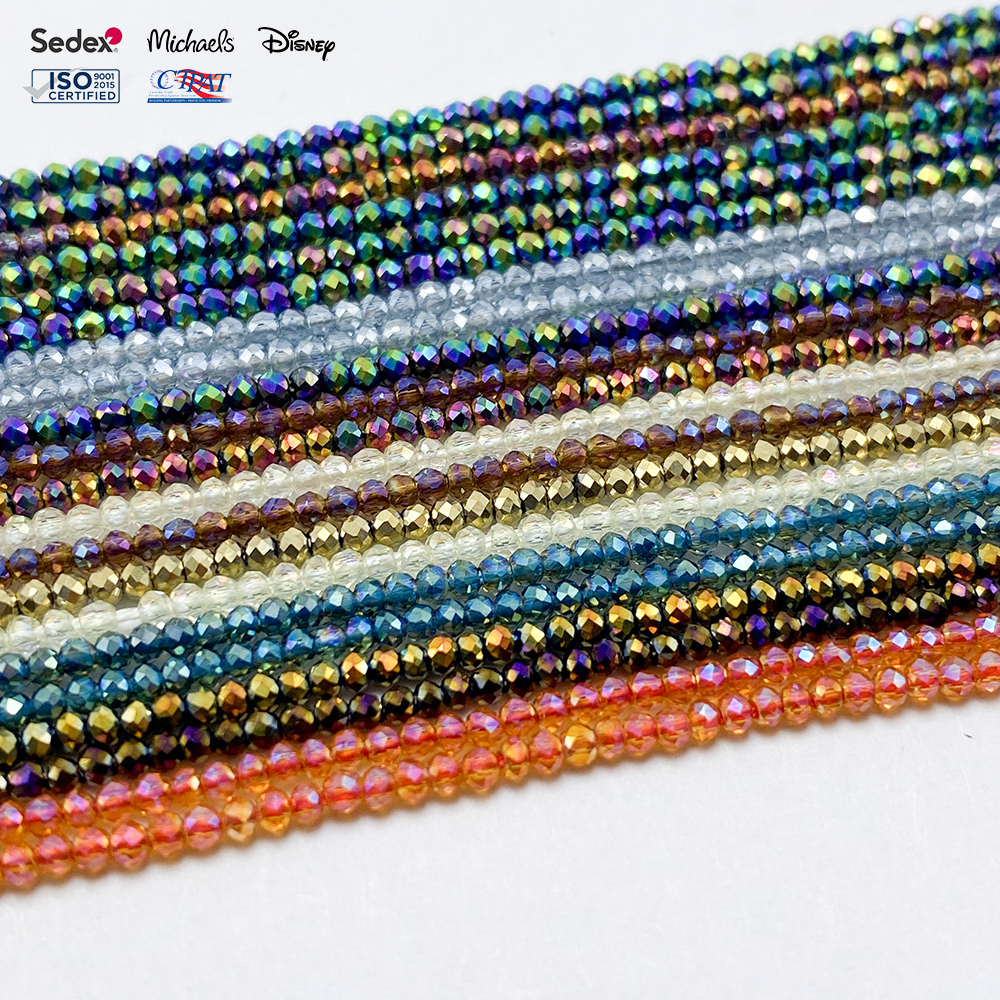 Bestone Mini DIY Round Glass Loose Beads for Jewelry Making 14 Inches