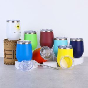 Wholesale Customized Camping Mugs 12 oz Egg Shape Powder Coated Stemless Stainless Steel Custom Logo Wine Tumbler - Product Image 1