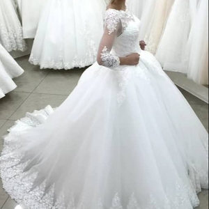 New Luxury Royal Bohemian Floral Print Lace Waist Chapel Train Custom A-Line Silhouette Wedding Dresses - Product Image 2