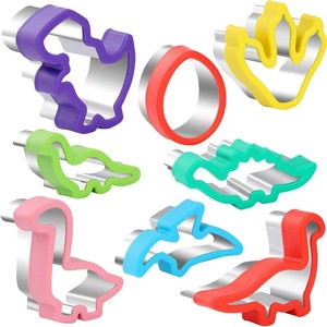 Juego de Cortadores de Galletas con Forma de Dinosaurios y Dibujos Animados - Cortador de Alimentos de Acero Inoxidable con Borde de Silicona para Niños - Product Image 2