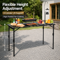 Nouvelle arrivée, table pliante tactique moderne et portable, 4 cylindres, hauteur réglable, tige hydraulique, pour dîner en plein air, camping, pique-nique