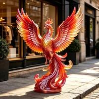 Grande sculpture de jardin moderne en fibre de verre personnalisée, oiseau Phénix, résistante à la corrosion, couleurs variées, statue d'extérieur, animal décoratif pour les fêtes