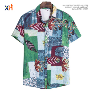 Chemise à manches courtes formelle pour homme, couleur personnalisée, été, hawaïenne, impression numérique, anti-froissement, détection des aiguilles, 220g, brodée - Product Image 1