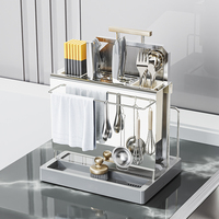 Huamili – Support de rangement multifonctionnel moderne en métal, écologique, pour couteaux et baguettes, organisateur de cuisine pour gagner de la place à la maison