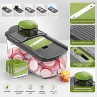 Ourokhome Handmatige Mandoline Snijder Groentesnijder Plastic 6 Roestvrijstalen Messen Antislip Zware Kwaliteit Draagbaar Gereedschap