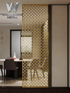 Décoration intérieure personnalisable, écran de séparation en maille de fil tissé ondulé en acier inoxydable 304 doré pour hôtel, salon, restaurant - Product Image 6