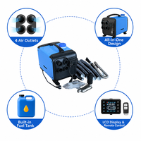 Hepsi Bir Arada 4 Çıkışlı Dizel Isıtıcı 5KW 12V/24V Uzaktan Kumandalı, Karavan, Kamyon, Kamp Aracı, Garaj için Çok Kanallı Hava Isıtma
