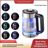 Bouilloire électrique sans fil 2,0 L en verre borosilicate avec contrôle numérique de la température, ébullition rapide, arrêt automatique, pour usage hôtelier